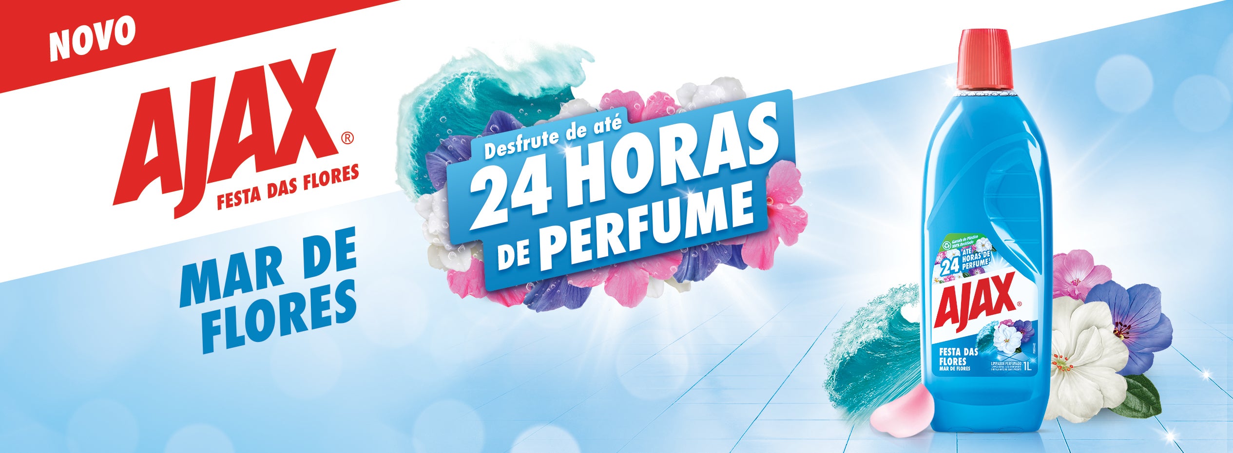 Garrafa de Ajax Multiuso mar de flores para limpeza de superfícies
