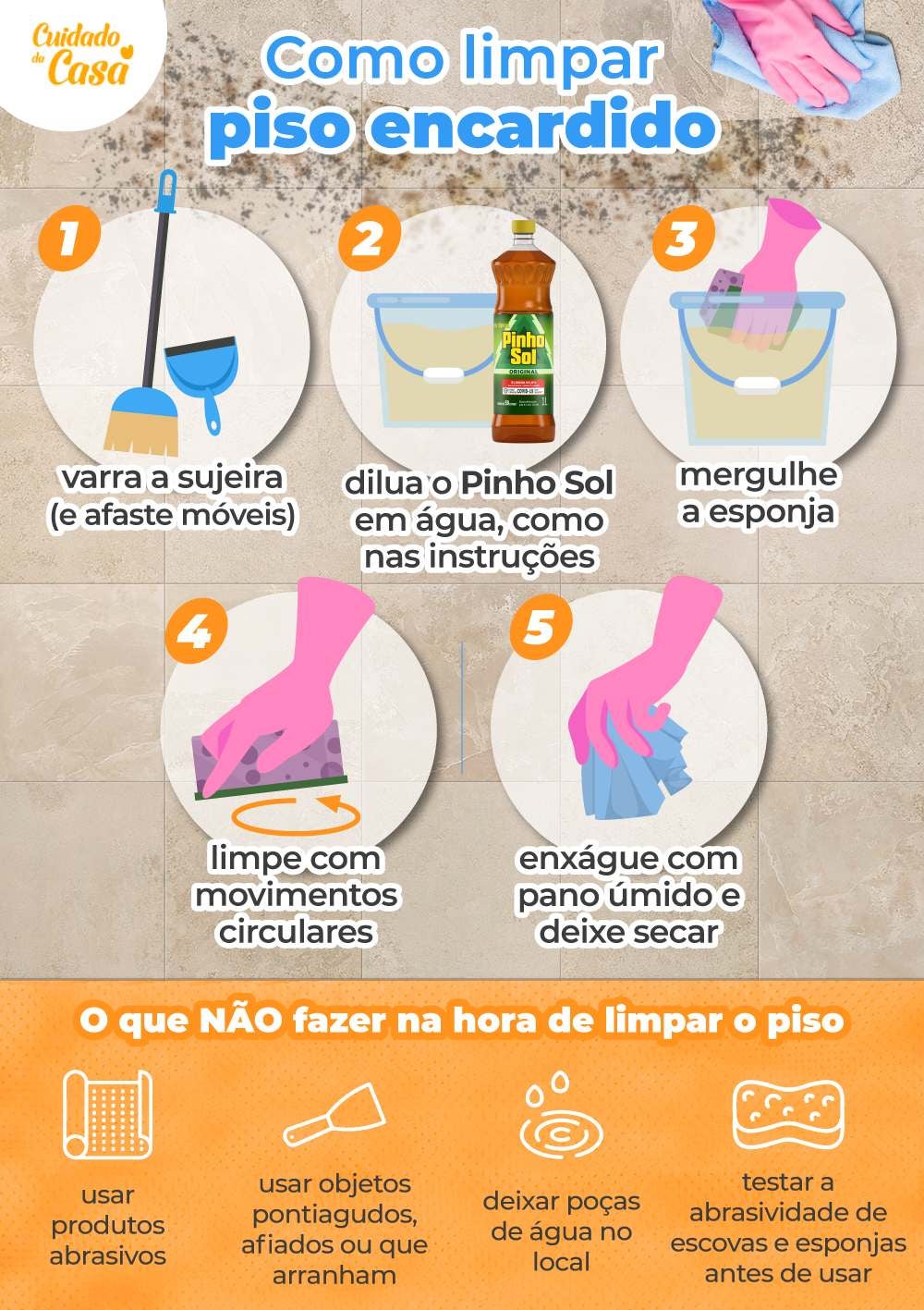 infográfico sobre como limpar piso encardido